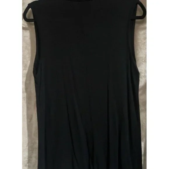 Jennifer Lopez Black Sleeveless Keyhole Neckline Choker Cut Top Tunic Collar Med - Picture 16 of 16